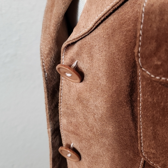 Rue 21 Large Brown Western 100% Leather Front Button Closure 4 Pocket Jacket - Picture 9 of 10